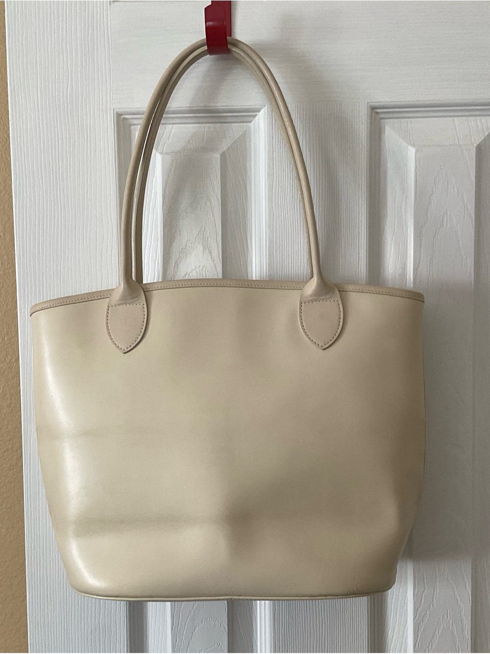 LONGCHAMP Ivory Leather Tote Bag Vintage 1960s - Picture 2 of 14